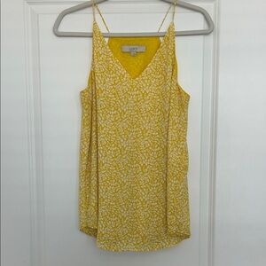 LOFT Yellow White Floral V-Neck Spaghetti Strap Cami